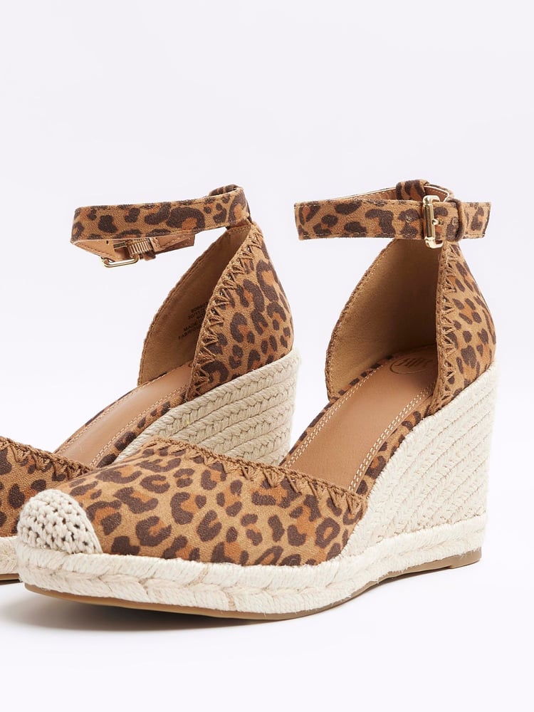 River Island Brown Leopard Espadrille Wedge Sandals - Image 5 of 5 River Island Brown Leopard Espadrille Wedge Sandals - Image 5 of 5