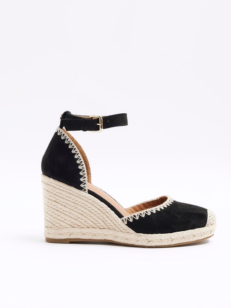 River Island Black Leopard Espadrille Wedge Sandals - Image 2 of 5