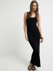 River Island Black Ribbed Knit Maxi Dress - Image 3 of 5