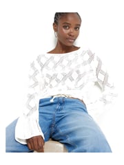 River Island White Crochet Tie Back Top - Image 3 of 5