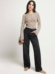 River Island Bronze Crochet Tie Back Top - Image 1 of 4
