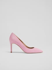 LK Bennett Pink Floret Suede Pointed Toe Courts - Image 1 of 3