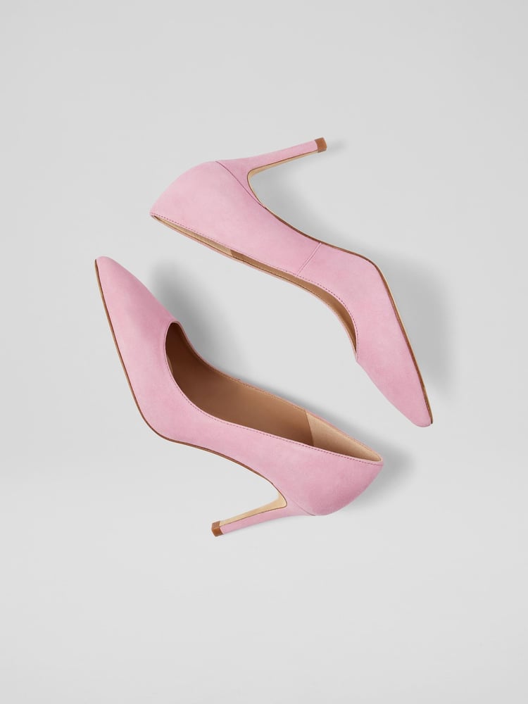 LK Bennett Pink Floret Suede Pointed Toe Courts - Image 2 of 3
