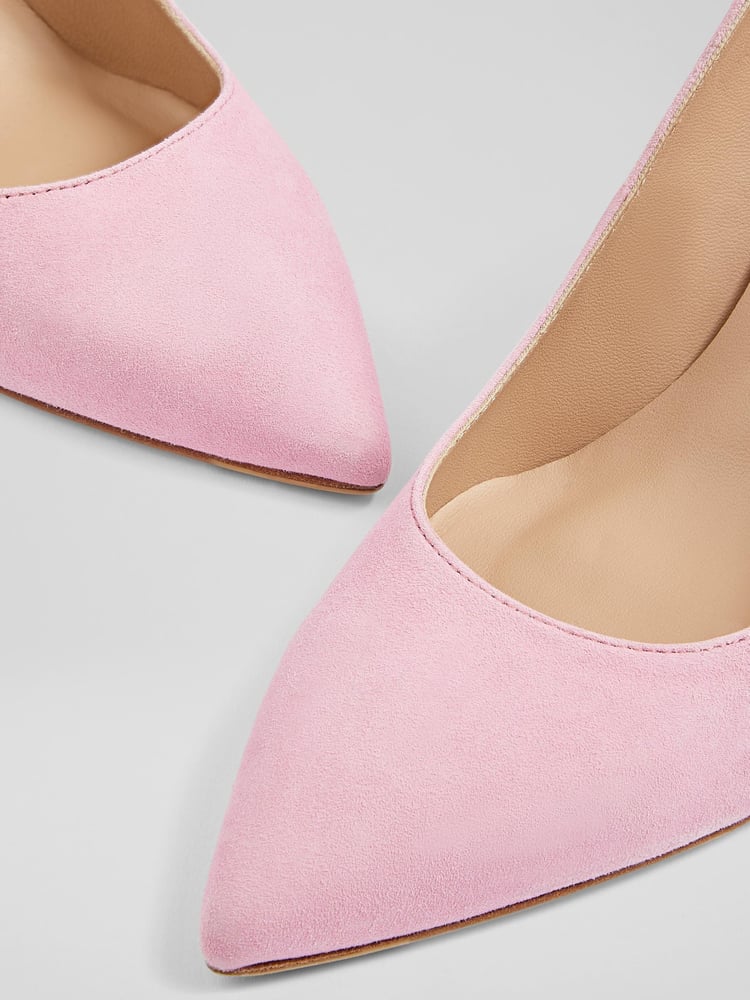LK Bennett Pink Floret Suede Pointed Toe Courts - Image 3 of 3