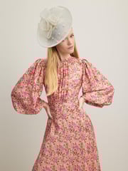 LK Bennett White Mesh Pearl Detail Ayla Wide Brim Fascinator Hat - Image 3 of 3