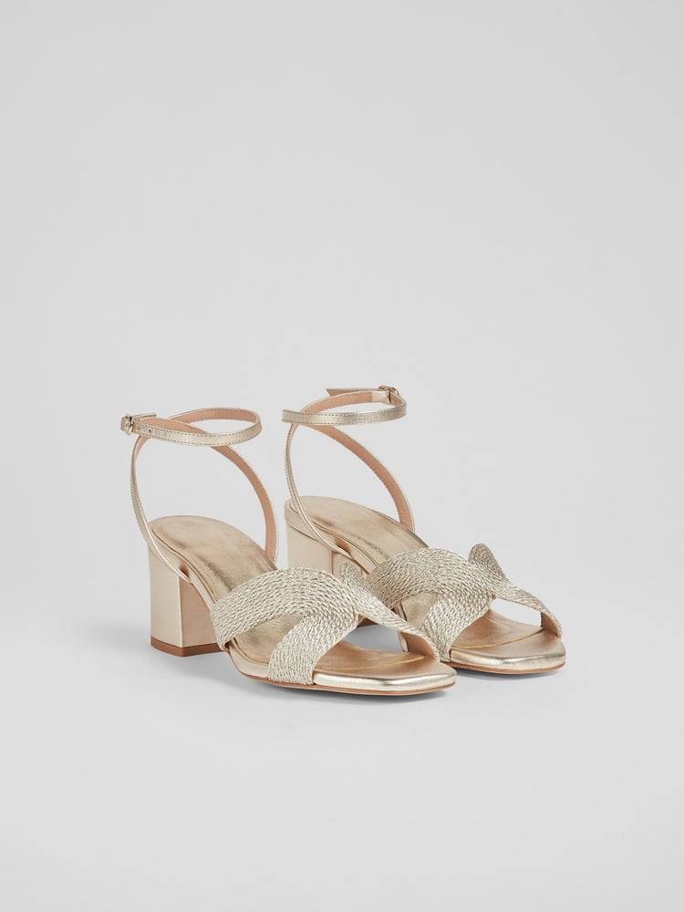 LK Bennett Natural Stella Woven Leather Sandals - Image 1 of 3