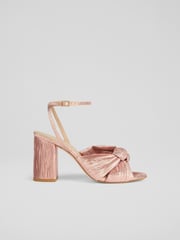 LK Bennett Pink Eliana Crinkle Satin Sandals - Image 3 of 4