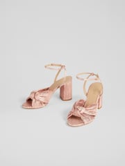 LK Bennett Pink Eliana Crinkle Satin Sandals - Image 4 of 4