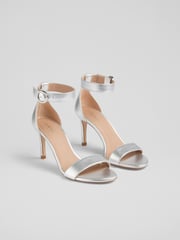 LK Bennett Silver Leather Single Strap Sandals - Image 2 of 4