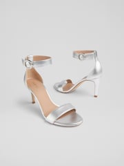 LK Bennett Silver Leather Single Strap Sandals - Image 3 of 4