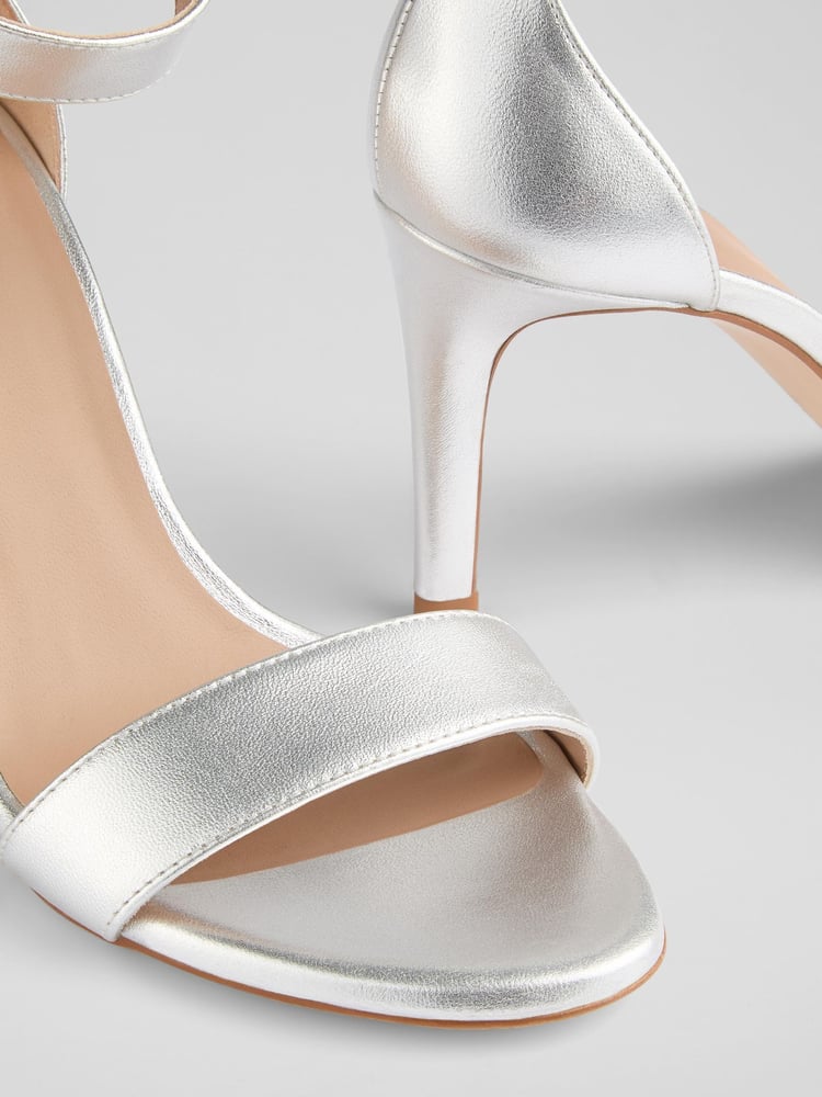 LK Bennett Silver Leather Single Strap Sandals - Image 4 of 4