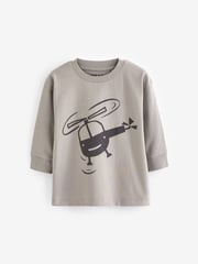 Black/Grey 100% Cotton Long Sleeve Transport T-Shirts 3 Pack (3mths-7yrs) - Image 2 of 5