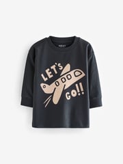 Black/Grey 100% Cotton Long Sleeve Transport T-Shirts 3 Pack (3mths-7yrs) - Image 4 of 5