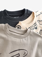Black/Grey 100% Cotton Long Sleeve Transport T-Shirts 3 Pack (3mths-7yrs) - Image 5 of 5