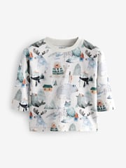 Blue/White 100% Cotton Long Sleeve Animal Print Character T-Shirts 3 Pack (3mths-7yrs) - Image 2 of 6