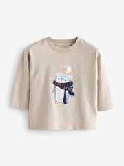 Blue/White 100% Cotton Long Sleeve Animal Print Character T-Shirts 3 Pack (3mths-7yrs) - Image 3 of 6