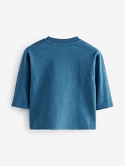 Blue/White 100% Cotton Long Sleeve Animal Print Character T-Shirts 3 Pack (3mths-7yrs) - Image 5 of 6