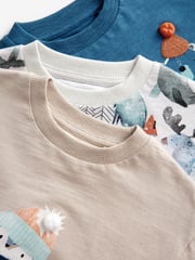 Blue/White 100% Cotton Long Sleeve Animal Print Character T-Shirts 3 Pack (3mths-7yrs) - Image 6 of 6