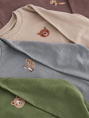 Grey/Brown Woodland Animal Long Sleeve Character T-Shirts 4 Pack (3mths-7yrs) - Image 7 of 7