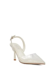 Dune London Cream Divinely Sea Pearl Bridal Slingback Heels - Image 4 of 6