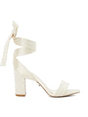 Dune London Cream Melodies Bridal Pleat Mesh Sandals - Image 3 of 6
