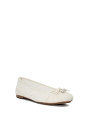 Dune London Cream Heartstring Bridal Lace Ballet Flat Shoes - Image 4 of 6