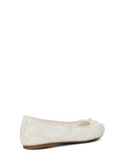 Dune London Cream Heartstring Bridal Lace Ballet Flat Shoes - Image 5 of 6