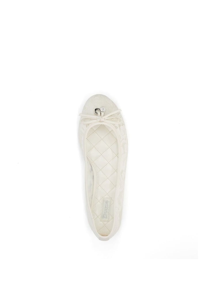 Dune London Cream Heartstring Bridal Lace Ballet Flat Shoes - Image 6 of 6
