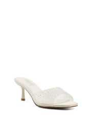 Dune London Cream Moonlit Sea Pearl Bridal Kitten Heel Mules - Image 4 of 6