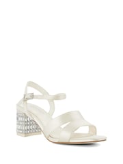 Dune London Cream Matrimony Lace Vamp Two Part Mid Heel Sandals - Image 3 of 6