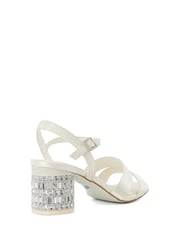 Dune London Cream Matrimony Lace Vamp Two Part Mid Heel Sandals - Image 4 of 6