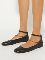 Dune London Black Halles Ankle Chain Ballet Pumps - Image 1 of 6