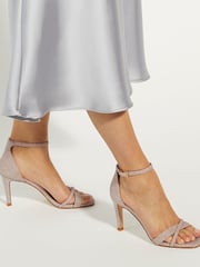 Dune London Natural Madrina Cross Vamp Heeled Sandals - Image 1 of 6