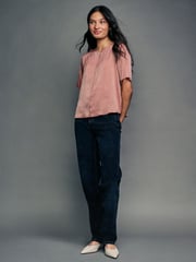 Rose Pink Satin Crinkle Textured T-Shirt - Image 2 of 7
