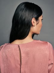 Rose Pink Satin Crinkle Textured T-Shirt - Image 4 of 7