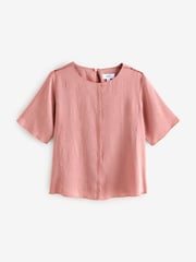 Rose Pink Satin Crinkle Textured T-Shirt - Image 5 of 7