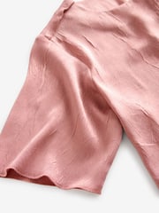 Rose Pink Satin Crinkle Textured T-Shirt - Image 6 of 7