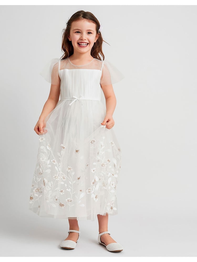 Monsoon Natural Sally Scuba Pleated Dress - Image 1 of 4