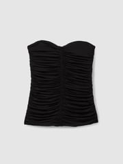 Reiss Black Marina Ruched Strapless Tube Top - Image 2 of 6