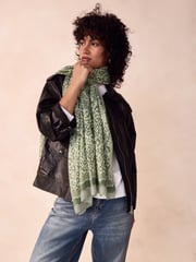 Sage Green Leopard Lightweight Scarf - Image 1 of 6