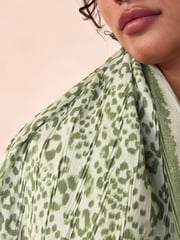 Sage Green Leopard Lightweight Scarf - Image 3 of 6