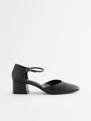Black Extra Wide Fit Forever Comfort® Leather Round Toe Block Heels - Image 2 of 6