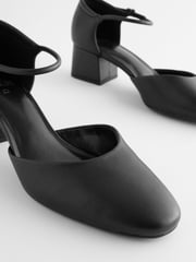 Black Extra Wide Fit Forever Comfort® Leather Round Toe Block Heels - Image 3 of 6