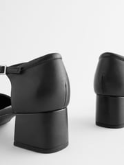 Black Extra Wide Fit Forever Comfort® Leather Round Toe Block Heels - Image 4 of 6