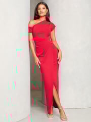 Lipsy Red Petite Off The Shoulder Gathered Waist Maxi Dress - Image 3 of 4