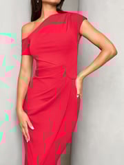 Lipsy Red Petite Off The Shoulder Gathered Waist Maxi Dress - Image 4 of 4