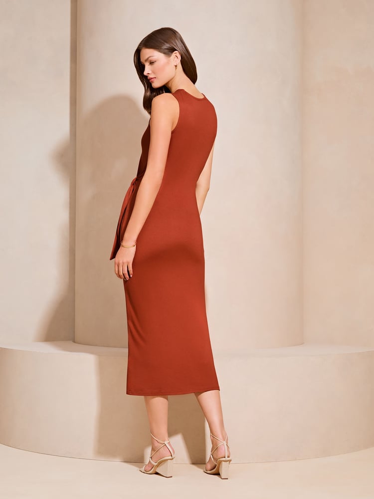 Lipsy Red Sleeveless Racer Tie Side Jersey Midi Dress - Image 2 of 4 Lipsy Red Sleeveless Racer Tie Side Jersey Midi Dress - Image 2 of 4