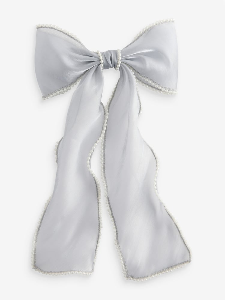 Silver Tone Pearl Bow Clip - Image 6 of 6