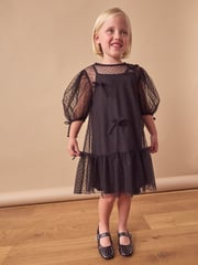 Black Mesh Bow Dress (3-16yrs) - Image 1 of 1