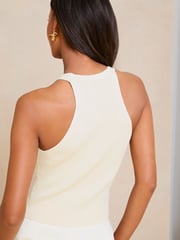 Lipsy Ivory White Knit Button Through Vest Top - Image 2 of 4